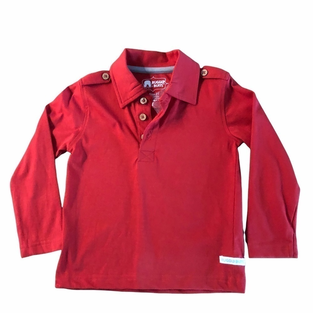 RUGGED BUTTS - BOYS RED LONG SLEEVE POLO SZ 2T